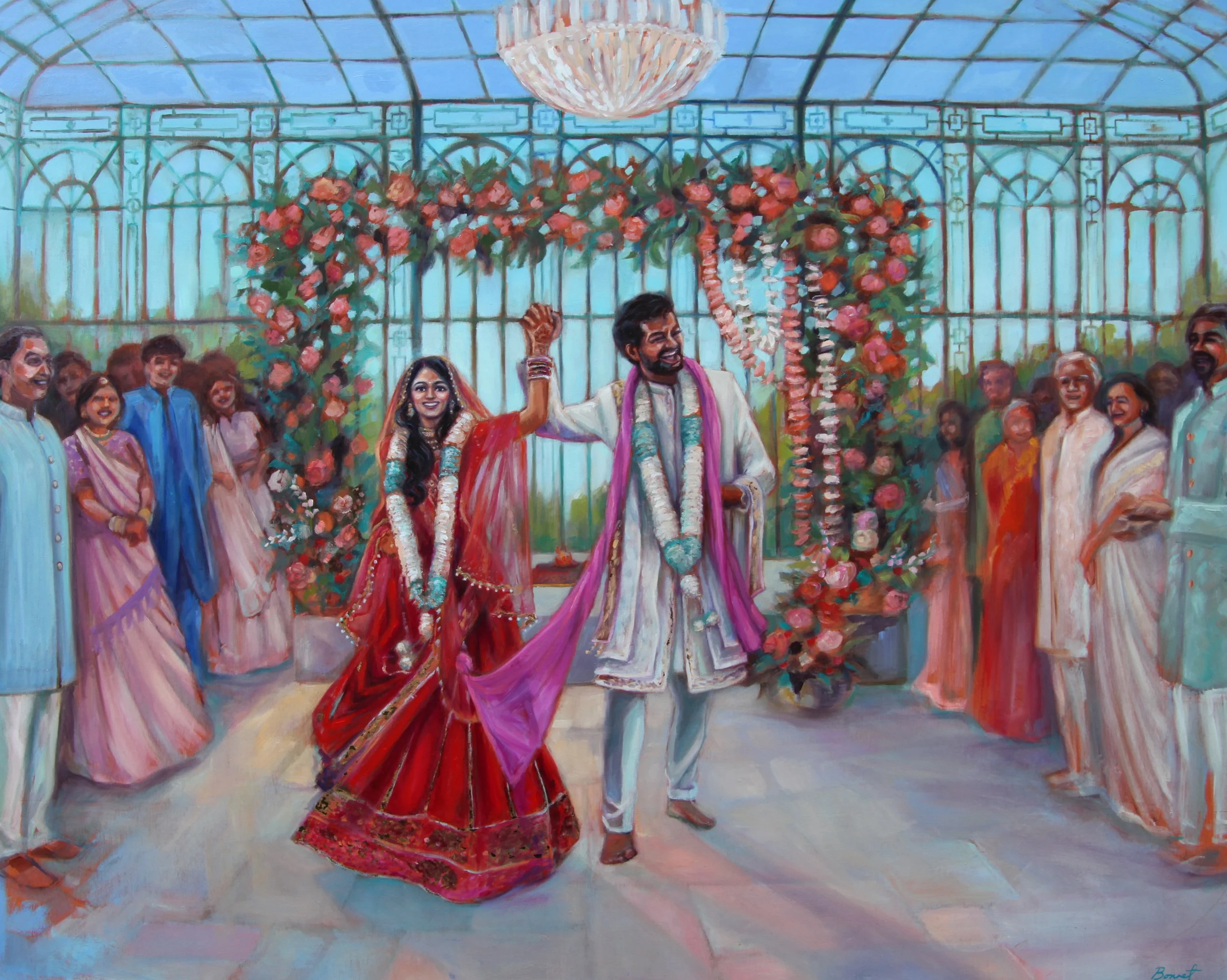 Love around the Mandap - Aanal & Amit at The Conservatory at Blackberry Ridge, 24 x 30"