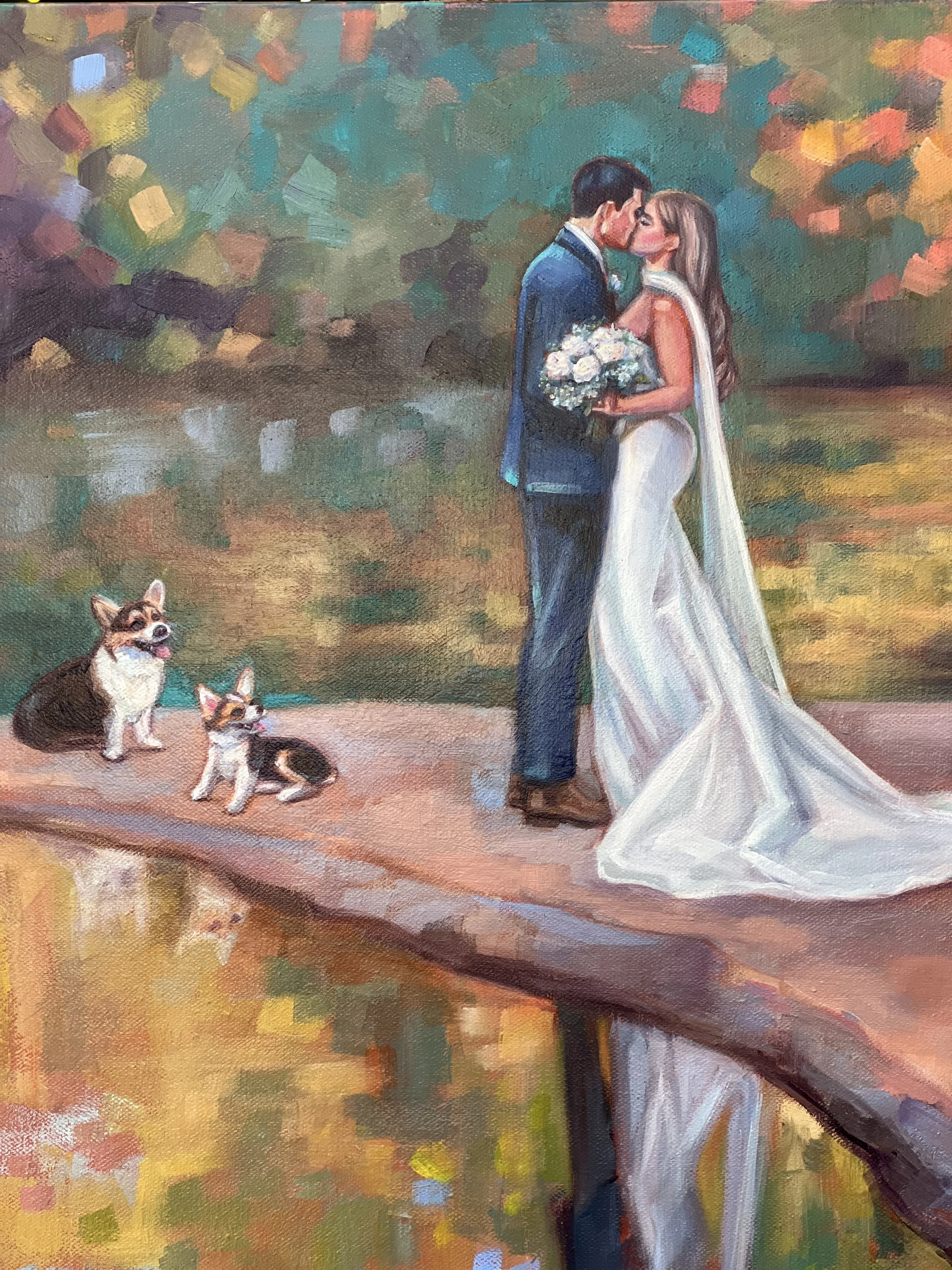 Reflections of Love - Xander & Chloe at Vecoma on the Yellow River, 24 x 24"