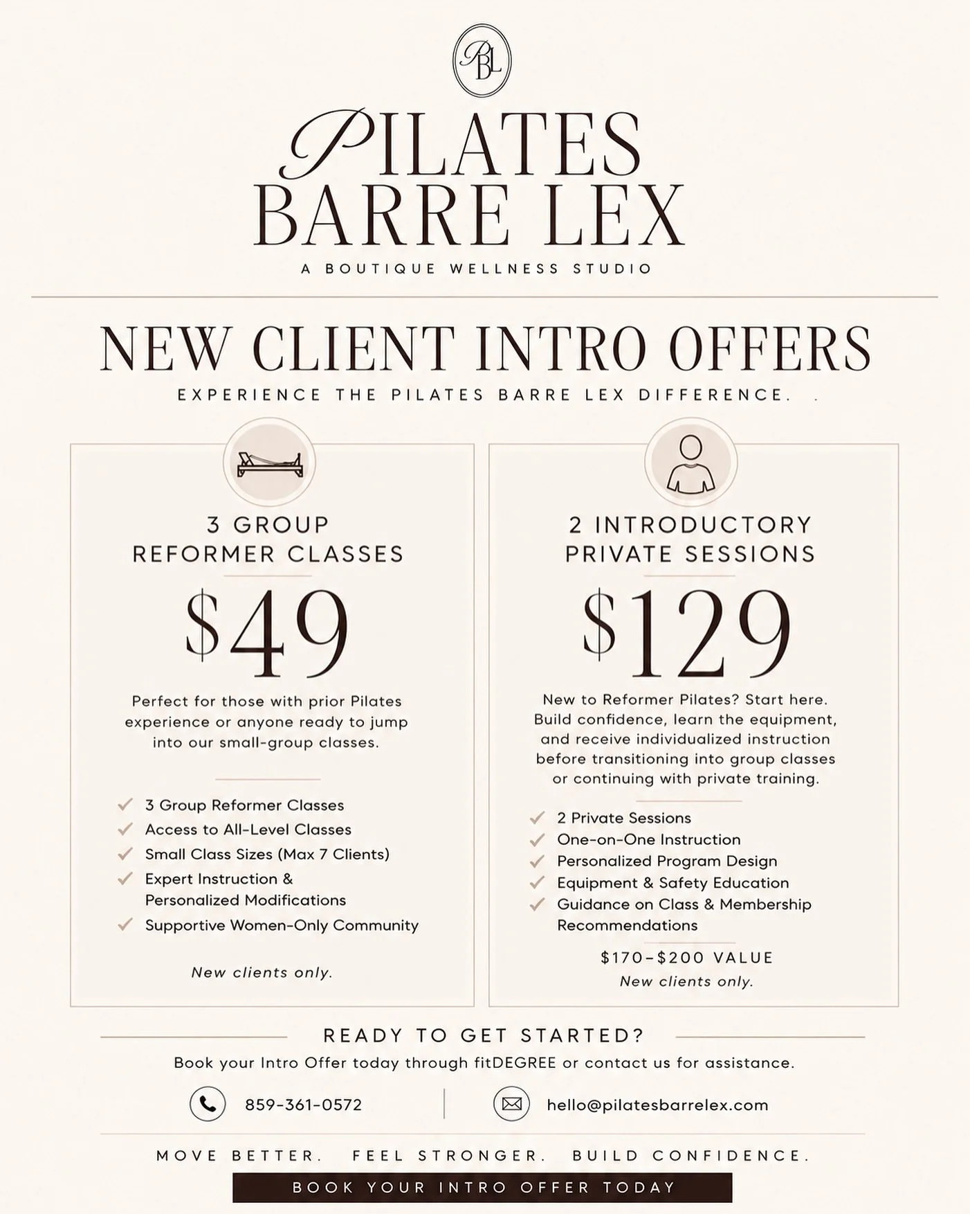 We invite YOU to move with us! At Pilates Barre Lex, we believe movement should feel empowering, supportive, and sustainable. Whether you&rsquo;re completely new to Reformer Pilates or looking for a studio where you can feel truly seen and supported,
