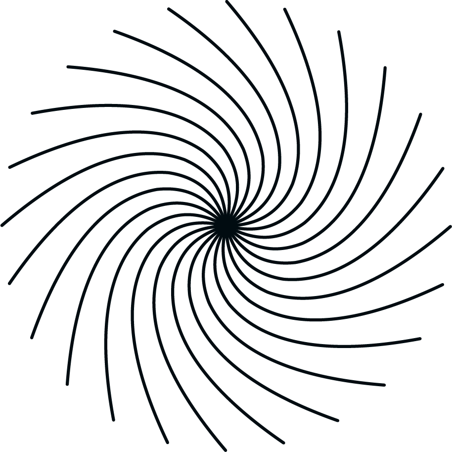 Black and white spiral pattern with lines radiating outward from the center.