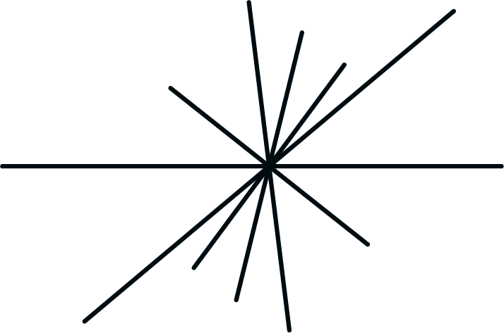 Black background with multiple thin, light blue lines radiating outward from a central point.