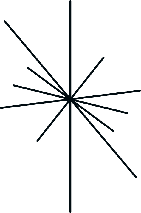 Black background with multiple thin, light blue diagonal lines radiating from a central point.