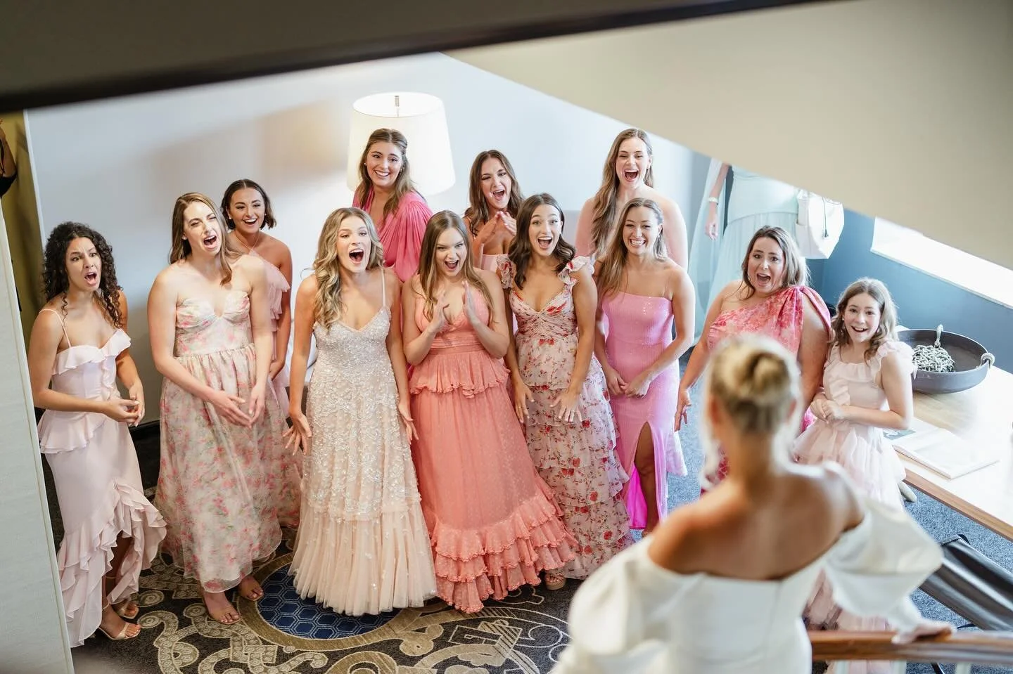Pretty in pink&hellip;! not only do we love capturing the intimacy between the bride and groom&hellip;but witnessing the excitement of the first time the bride&rsquo;s friends get to see her glorious dress, and the sisterhood flooding the room as she