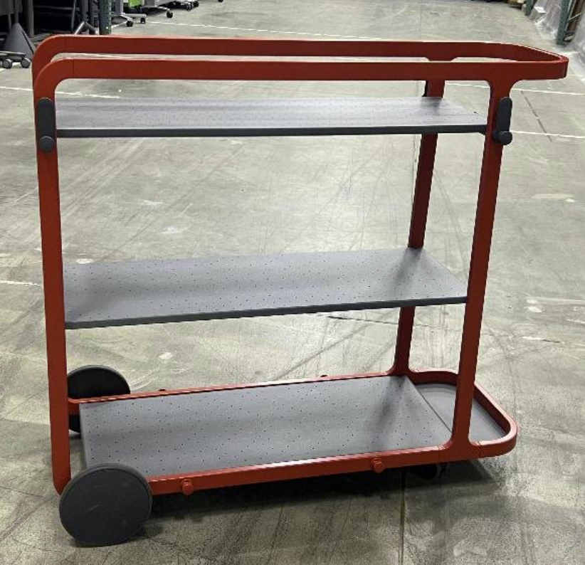 Steelcase Flex Cart
 20”D x 46”W x 41 3/8”H
 Red paint and black shelves and wheels
 Qty. 1 I $150