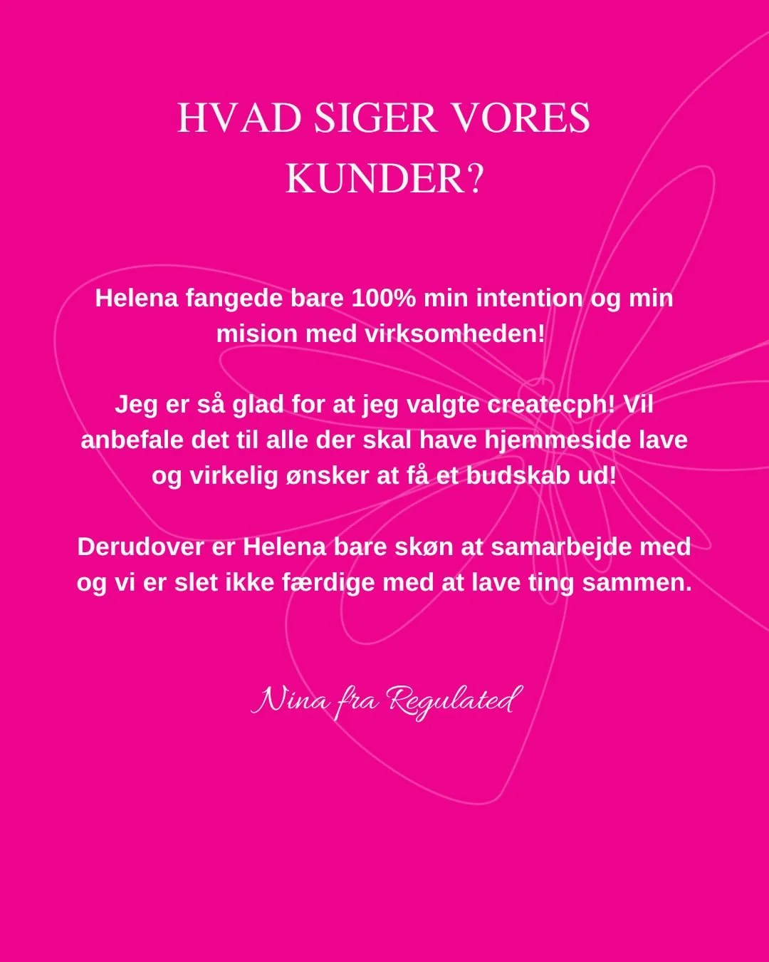 Af hjertet tak 🙏🏻 

Tak for sk&oslash;nt samarbejde med Nina @regulatedbynina 🙌🏻💫🦋 med design af nu hjemmeside for hendes klinik med Kraniosakralterapi.

#CreateTogether