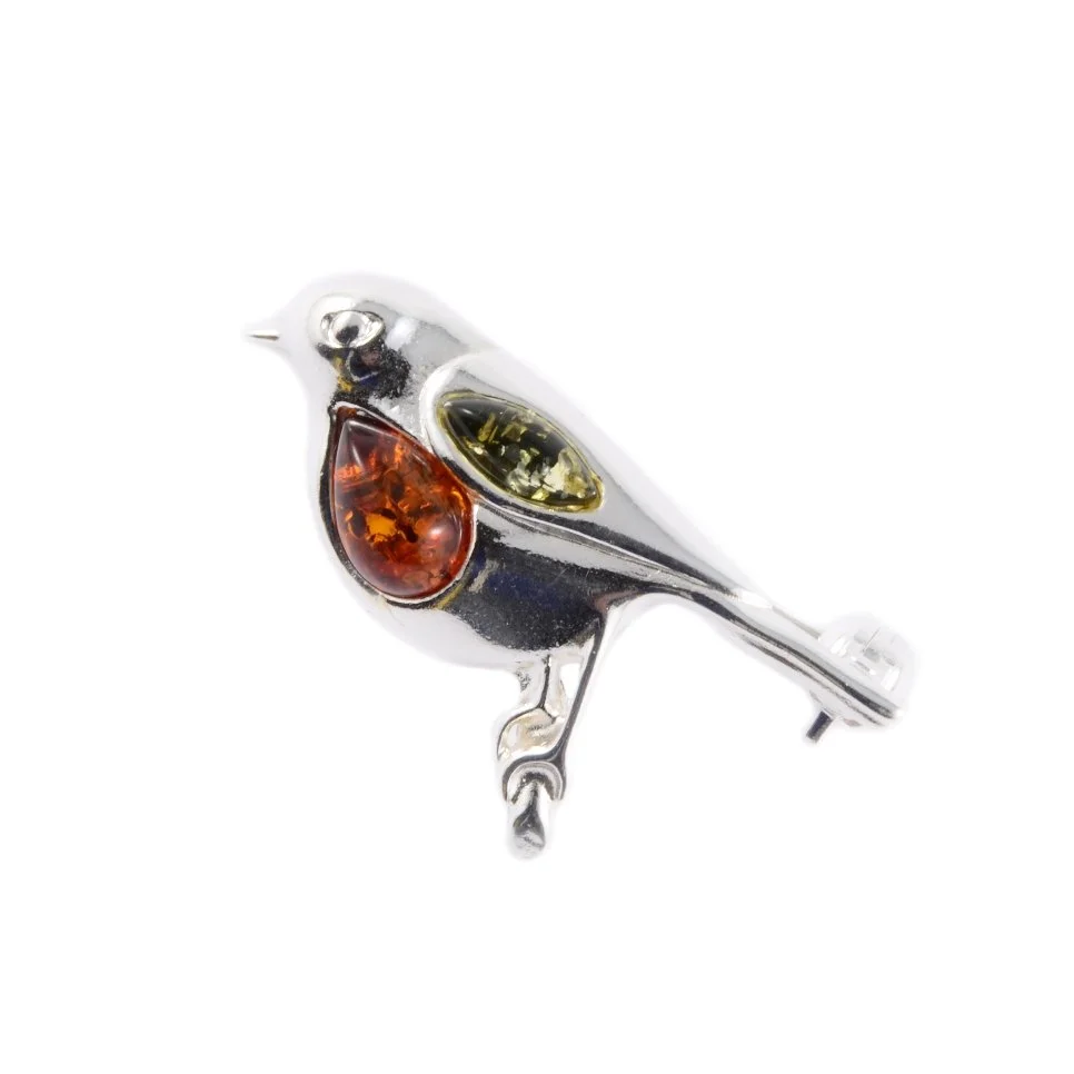 Silver Robin Brooch