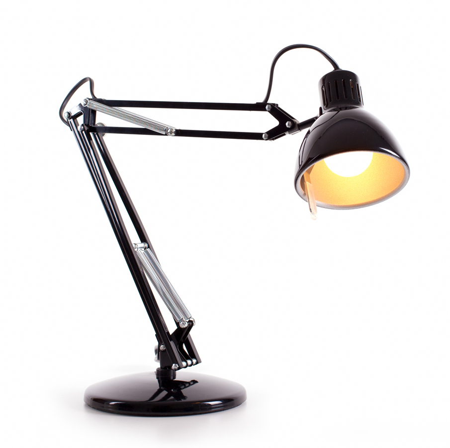 Desk lamp with light on