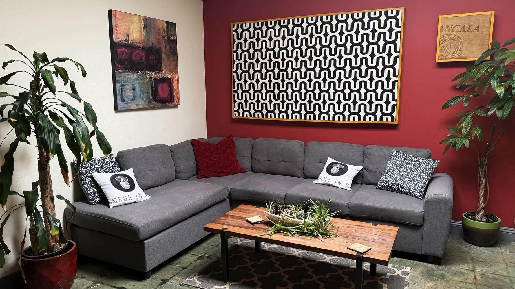 The waiting area at Lucky Rabbit Self Tapes, where actors prepare before stepping into the recording studio.