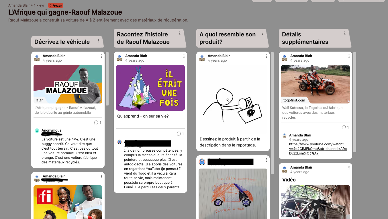 Padlet Raouf Malazoue authentic materials lesson with learner responses