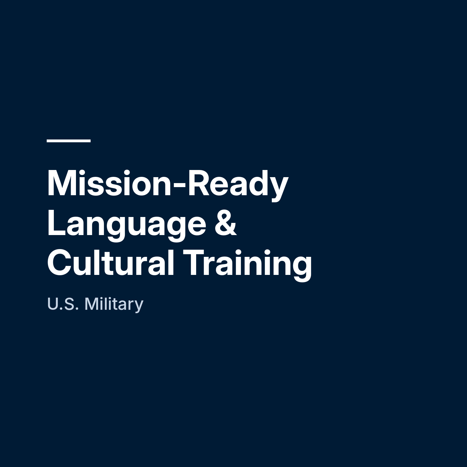 Mission-Ready Language & Cultural Training