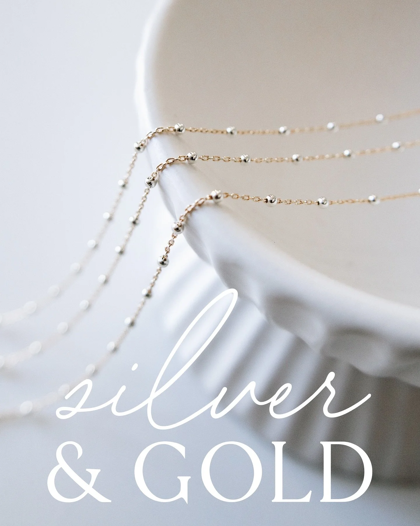 A little gold, a little silver &mdash; our first two-toned chain is here.

This dainty satellite style blends gold-filled and sterling silver for an effortless, everyday sparkle. Perfect on its own or stacked with your favorites.