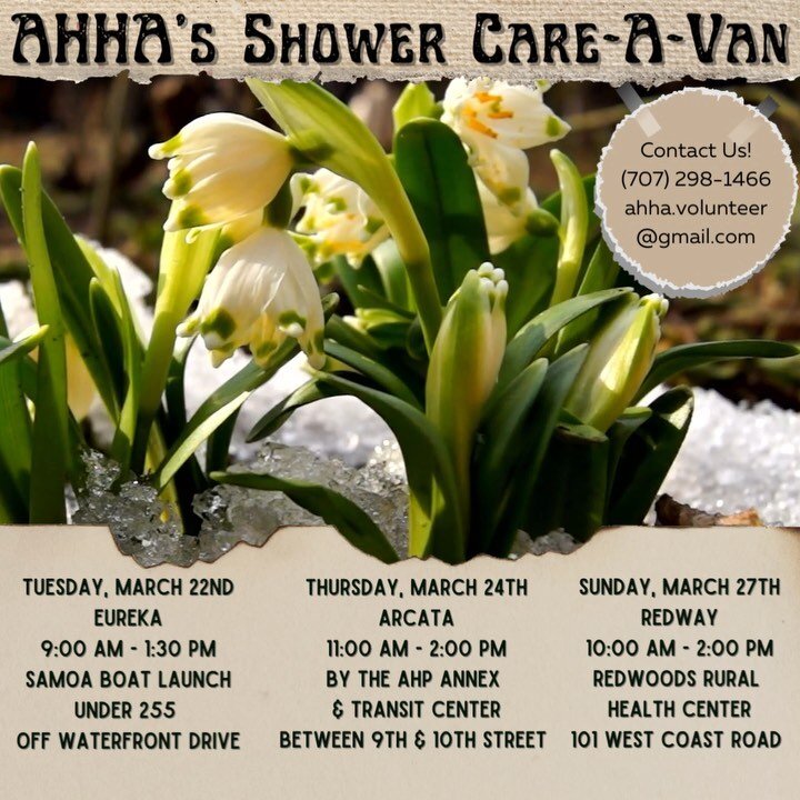 Please Share! 💛🚿
The Shower-Care-A-Van will be in three locations this week. All are welcome! Come join us! 
.
#ahha
#ahhahumboldt
#shower 
#hotshowers
#wellness
#hygiene
#humboldtcounty
#eureka
#arcata
#redway
#homelessadvocate