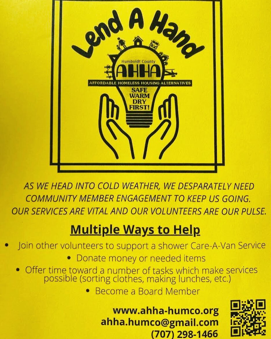 There are so many ways to get involved and support AHHA and our community members. If you&rsquo;re interested in hearing more about the options available to our volunteers, reach out. We&rsquo;d love to tell you all about it! 
(707) 298 1466 
Ahha.vo