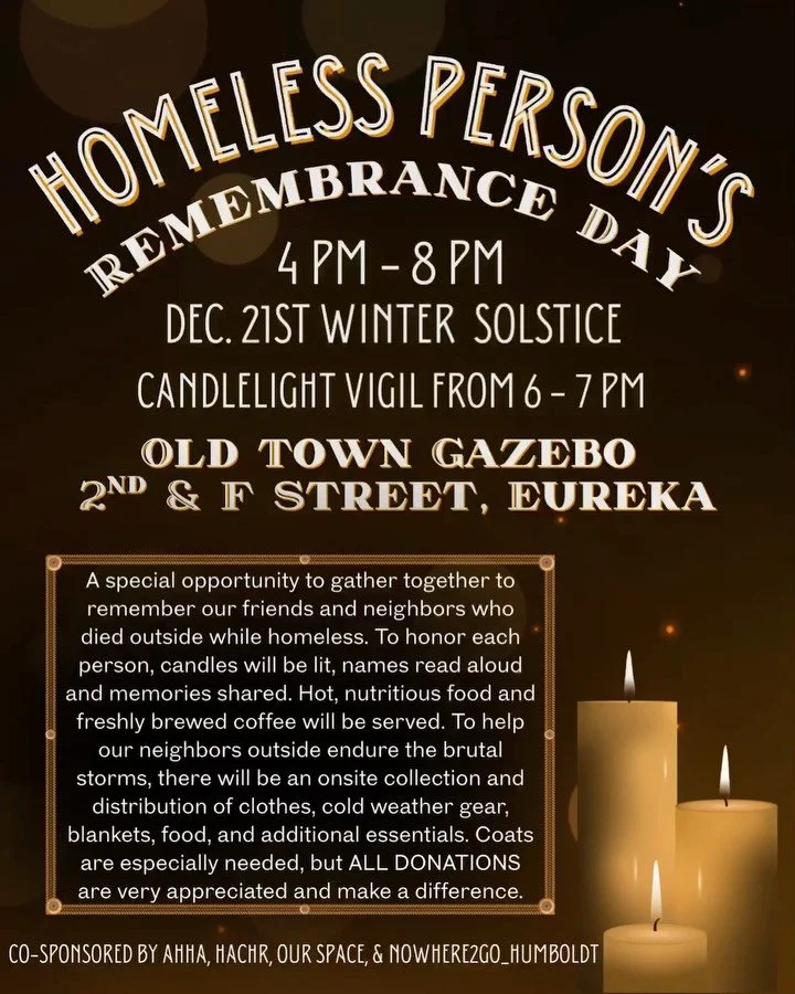 Join us on December 21st from 4pm - 8pm at the Old Town Gazebo in Eureka.