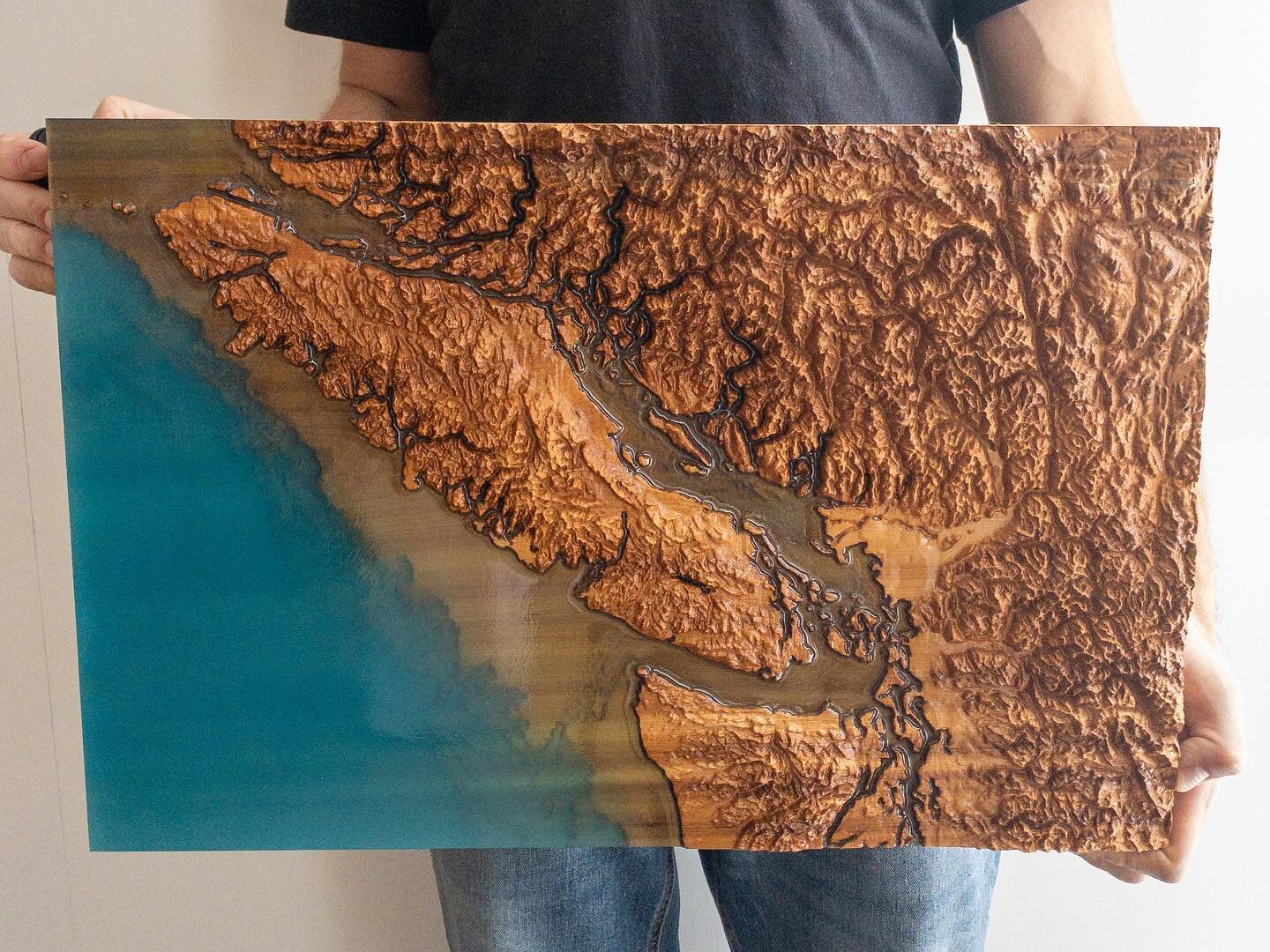 Milled out of an old cedar beam from a barn. BC Coast with ocean bottom topography. 21&rdquo;x14&rdquo;x3&rdquo;. 

#assiniboinedesign #corydouglashein #madeinbc #ferniestoke #fernie #canadiandesign #canadiandesigner