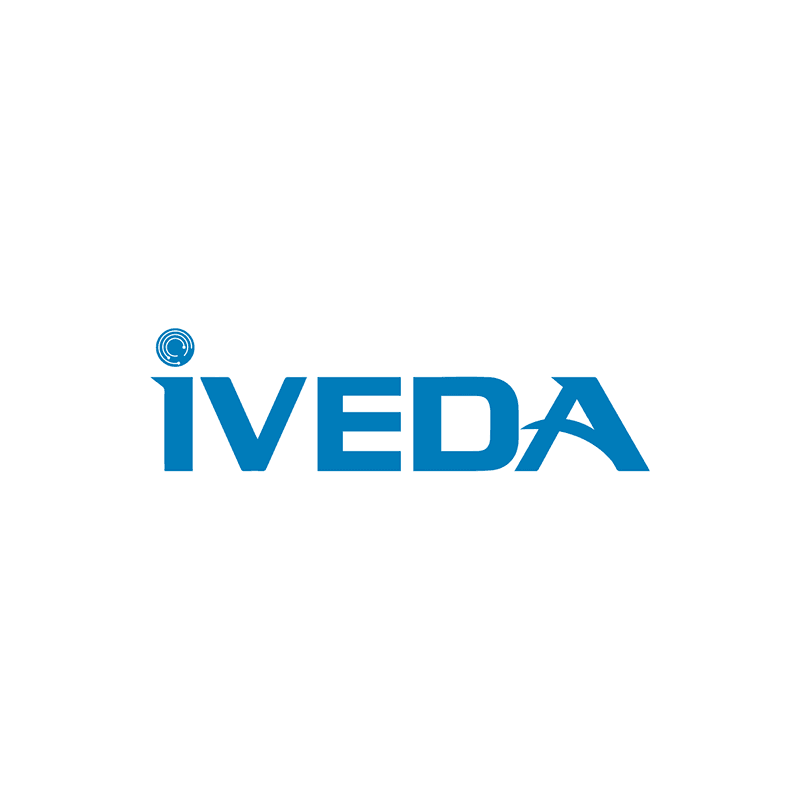 The logo of Iveda, featuring the company's name in blue text with a stylized 'i' and a fingerprint icon on top.