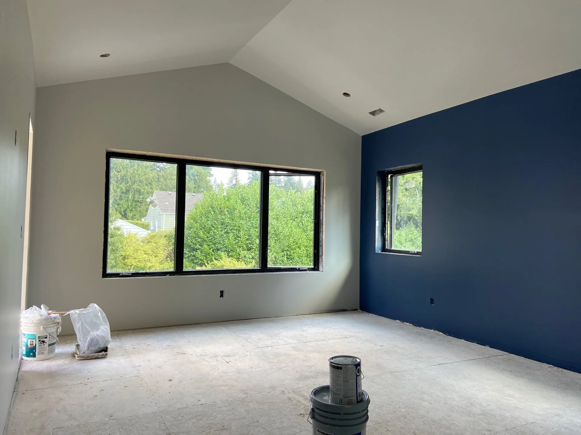 Completed drywall finishing and interior painting in North Seattle with clean modern wall surfaces