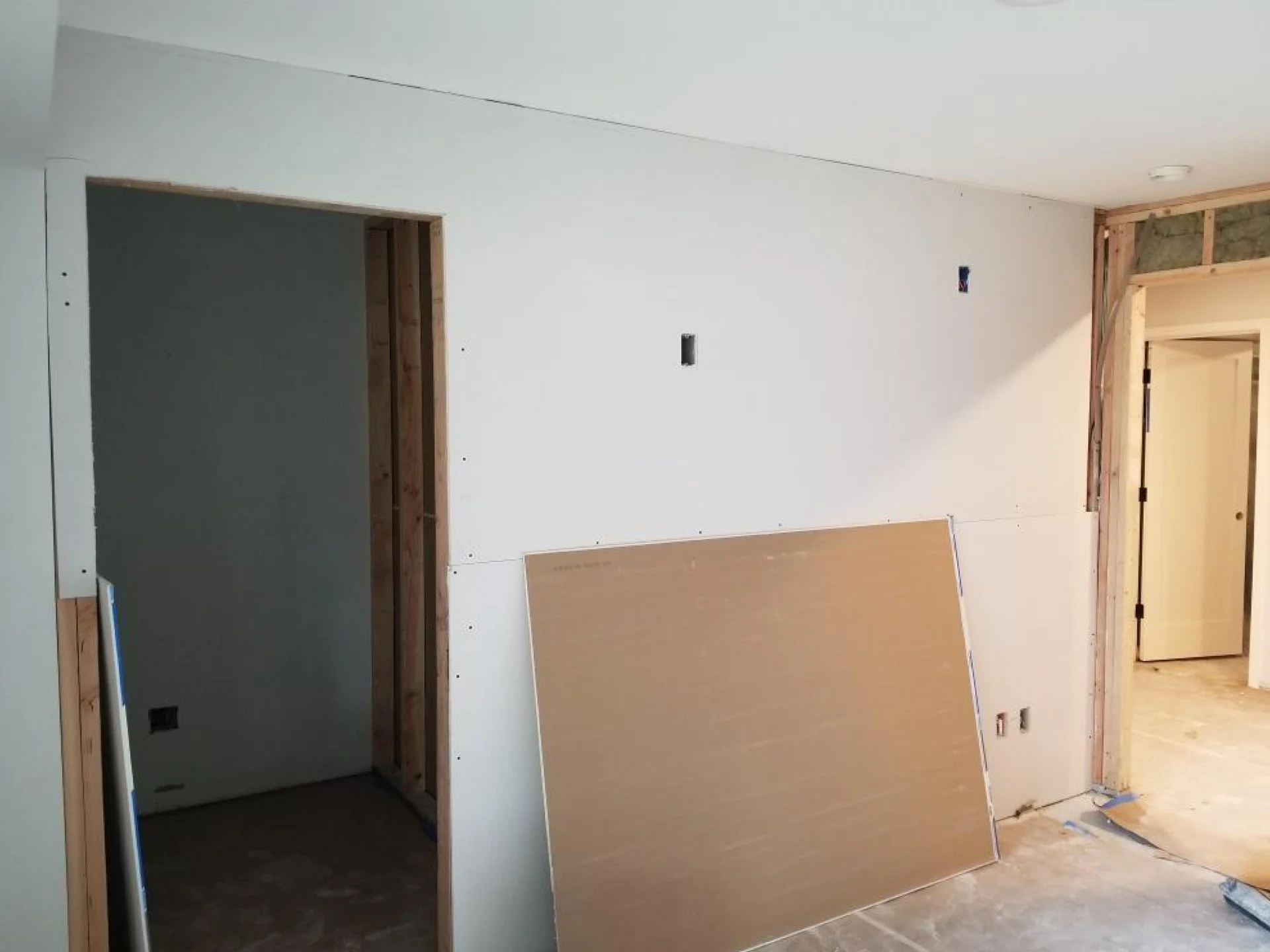 Basement remodel in Kenmore before drywall finishing and smooth wall refinishing