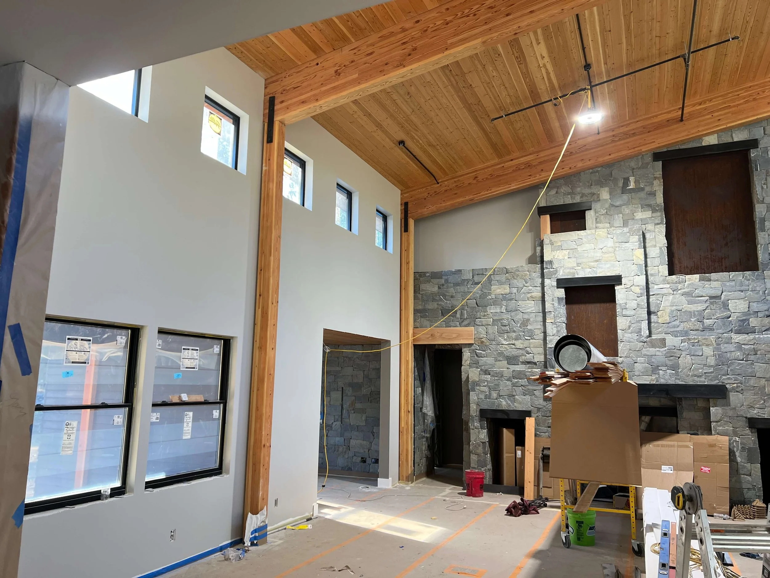 New construction drywall installation and Level 4 finishing in Duvall, WA with painted smooth surfaces.