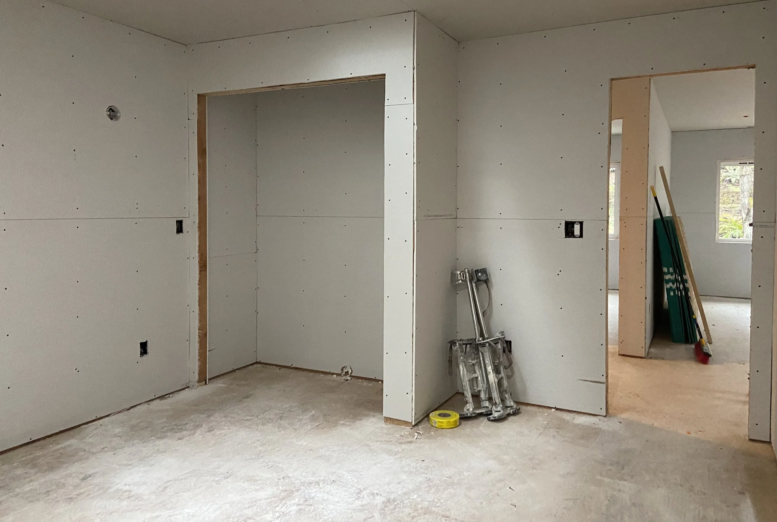 Basement remodel in Issaquah before drywall finishing during installation phase