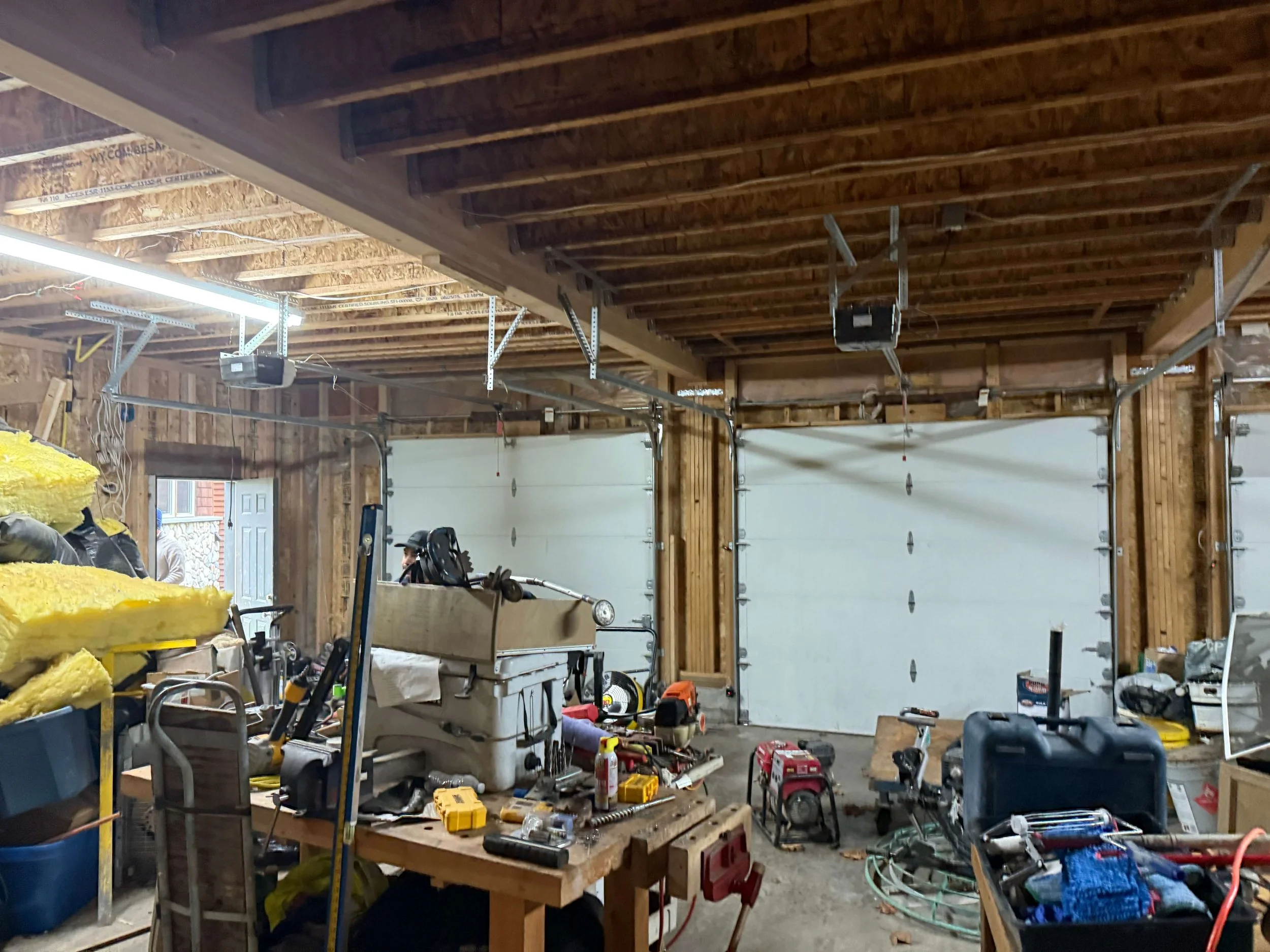 New construction garage before drywall installation and finishing in Duvall WA