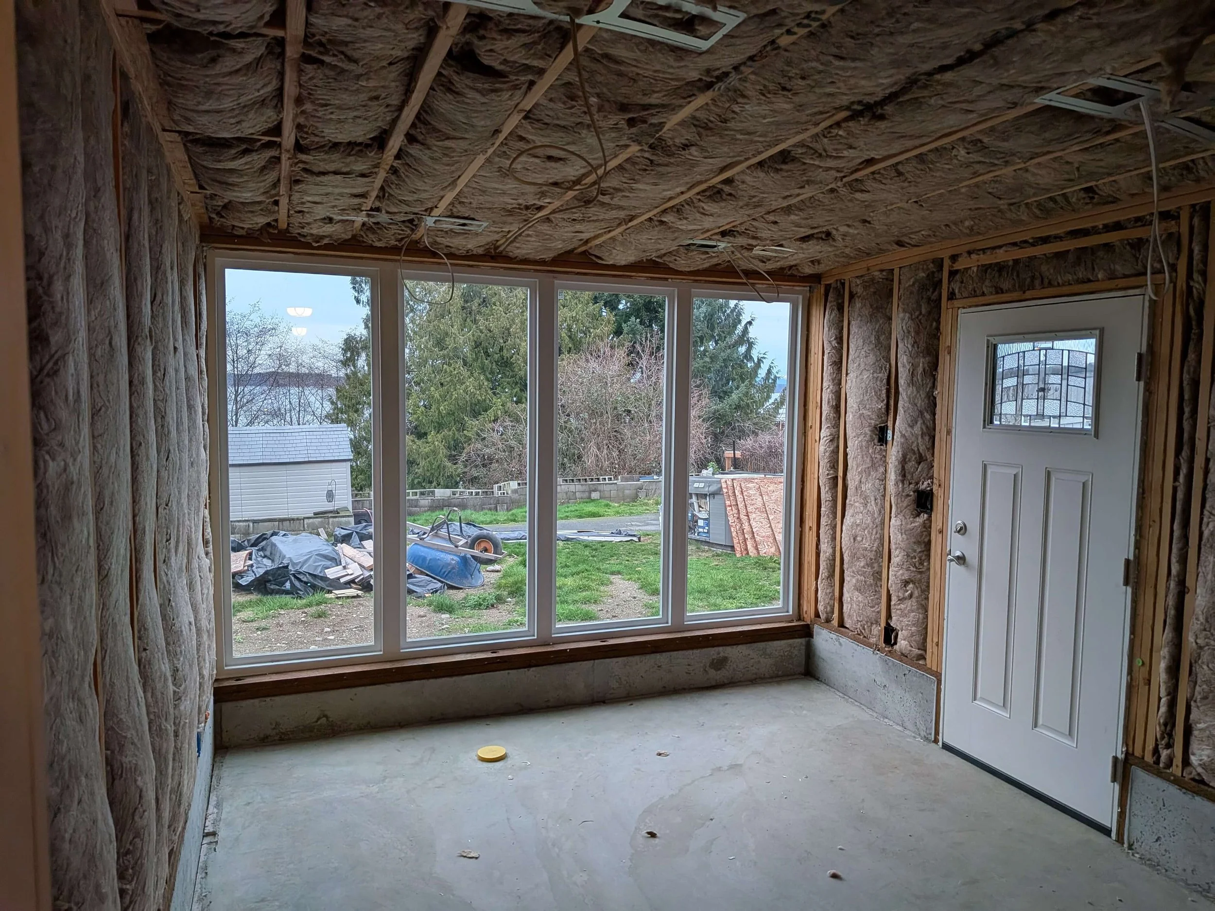 Unfinished home addition before drywall installation and interior finishing in Mukilteo WA