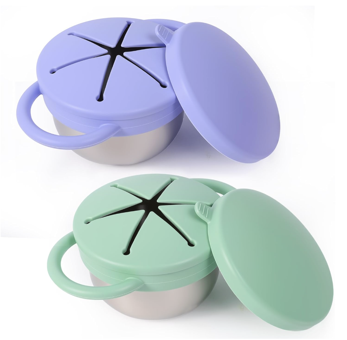 2 Pack Stainless Steel Spill Proof Snack Cups