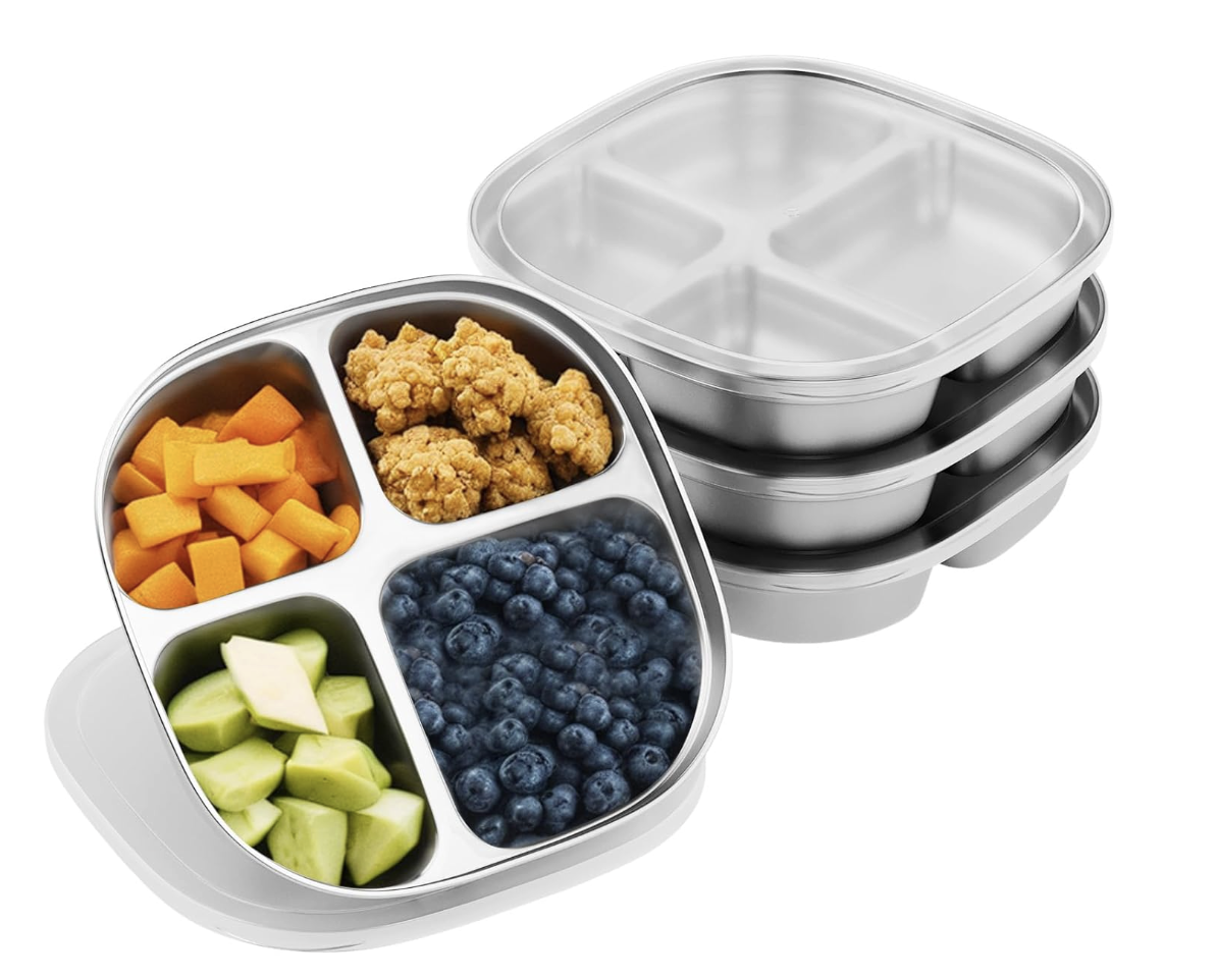 Stainless Steel Kids Plates, Set of 4
