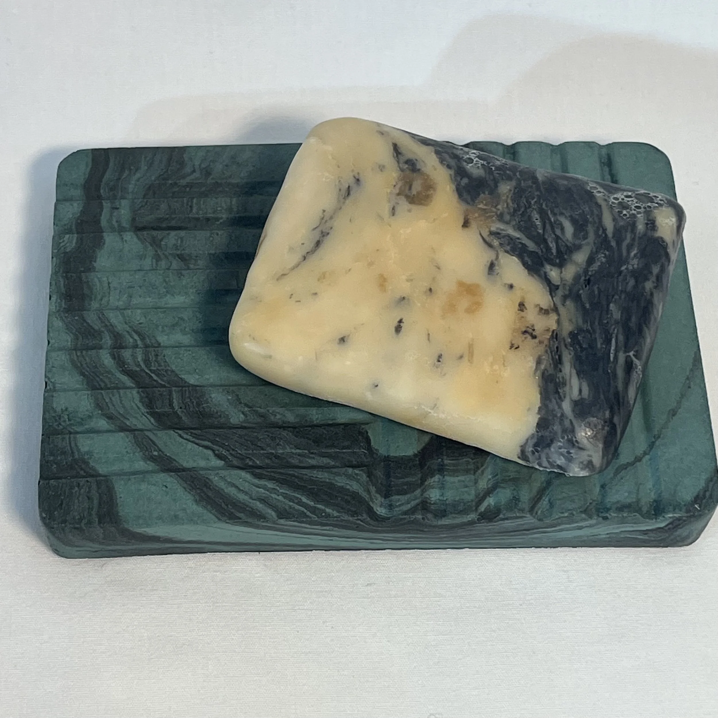 green marbled concrete strata soap dish.jpeg