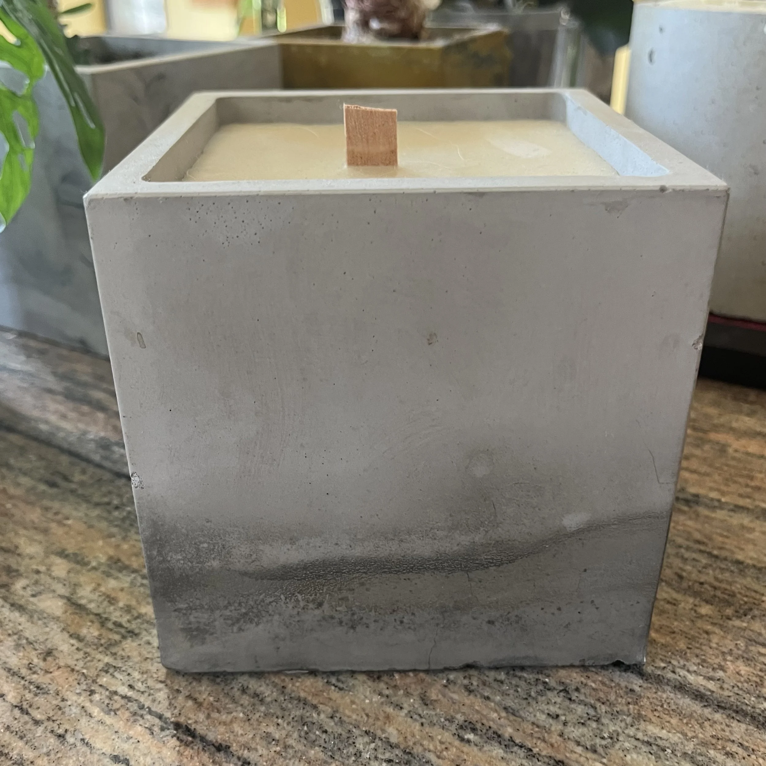 large cube beeswax candle