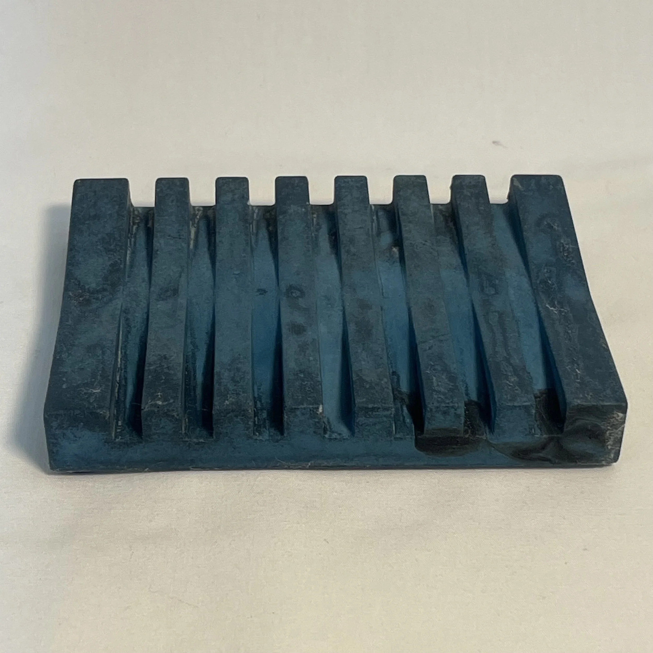 blue marbled ripple concrete soap dish.jpeg