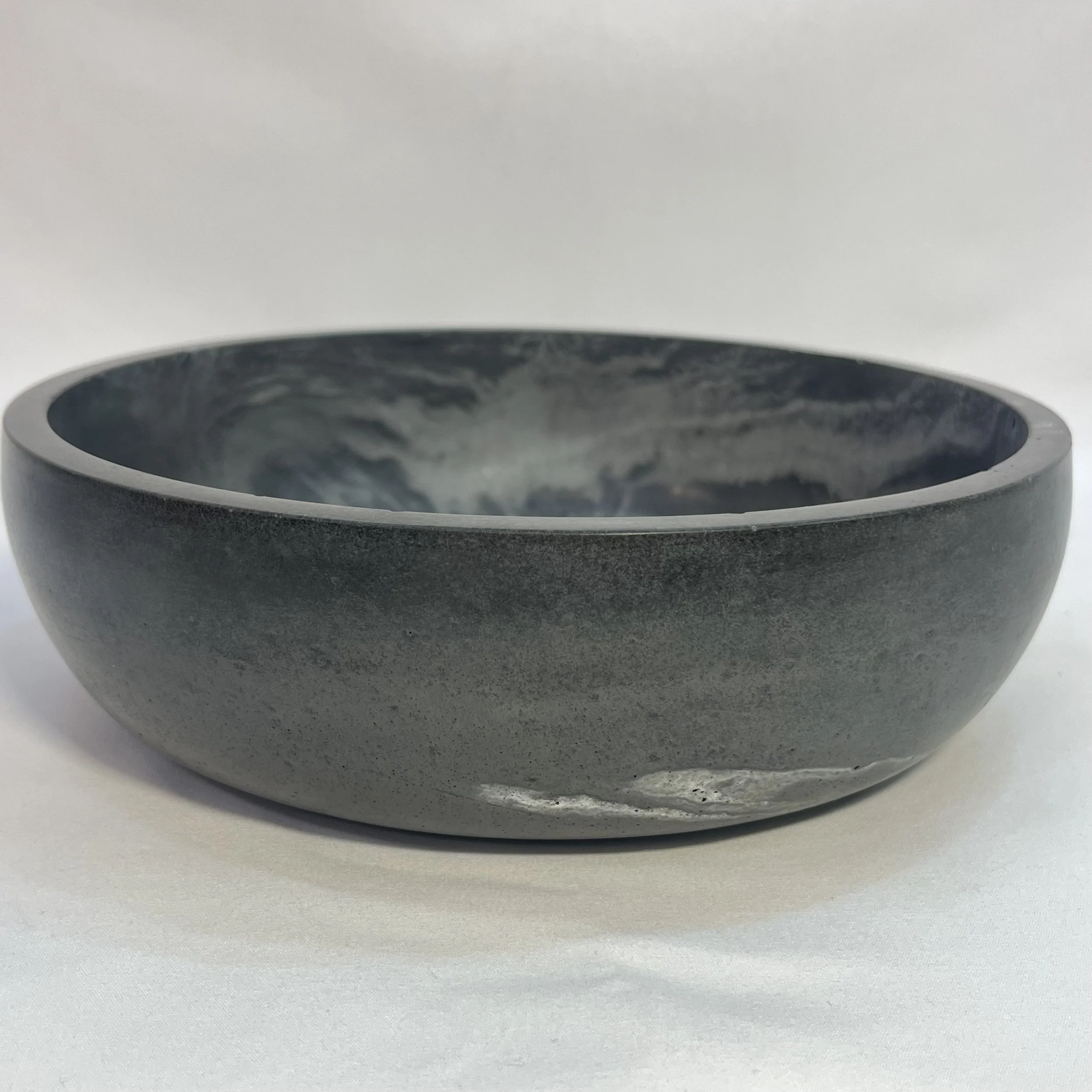 marbled dark gray concrete bowl