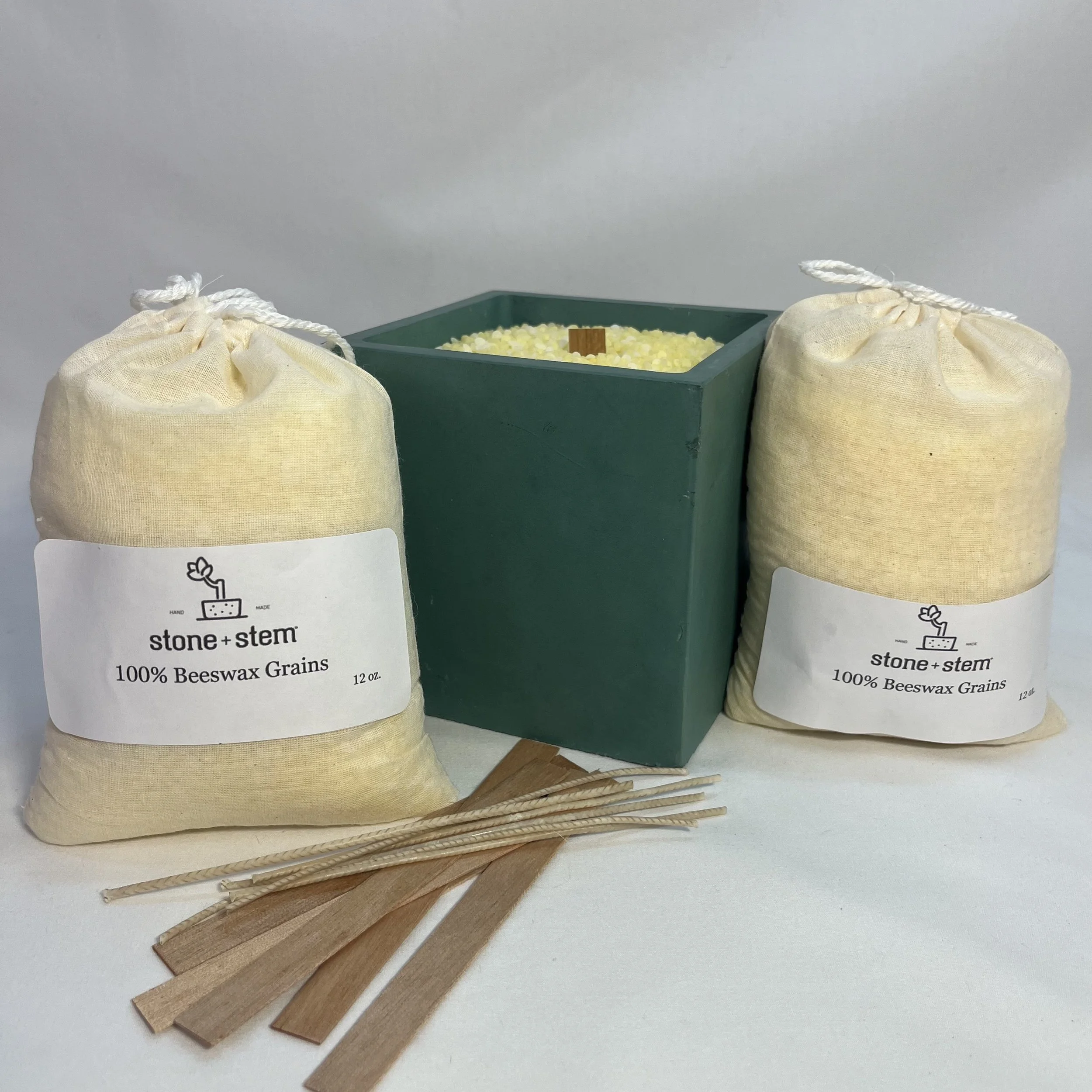 beeswax grain candle kit + large concrete cube