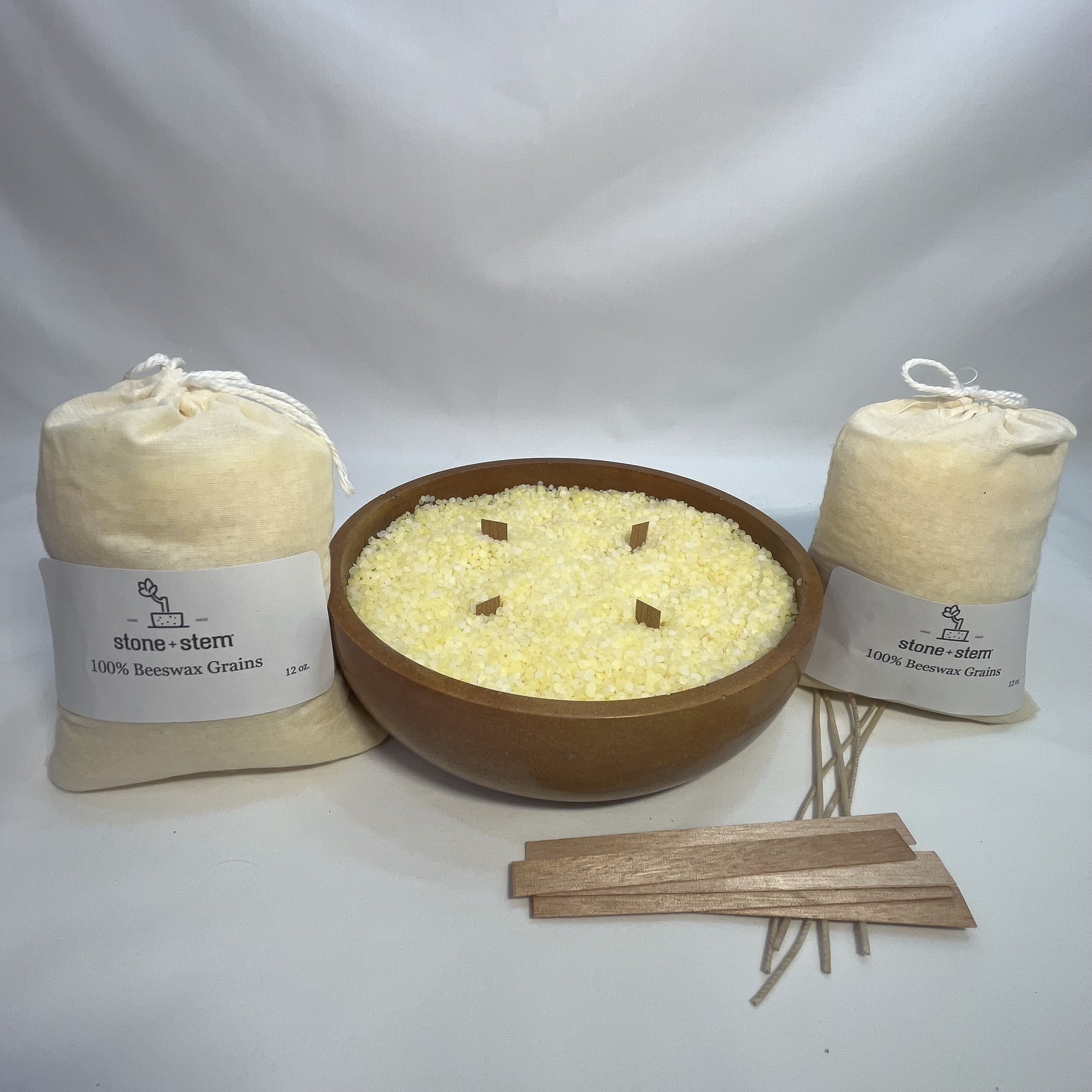 beeswax grain candle kit + concrete bowl