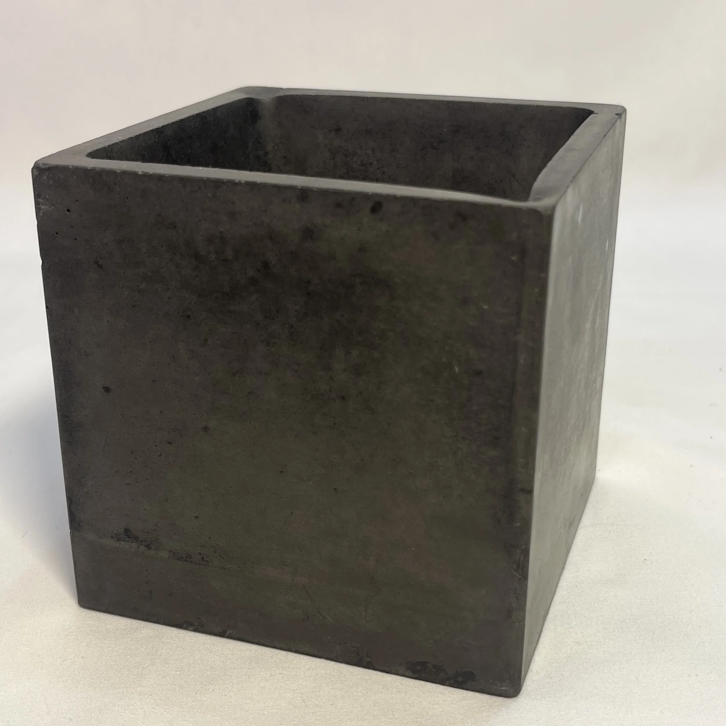 dark gray concrete cube planter