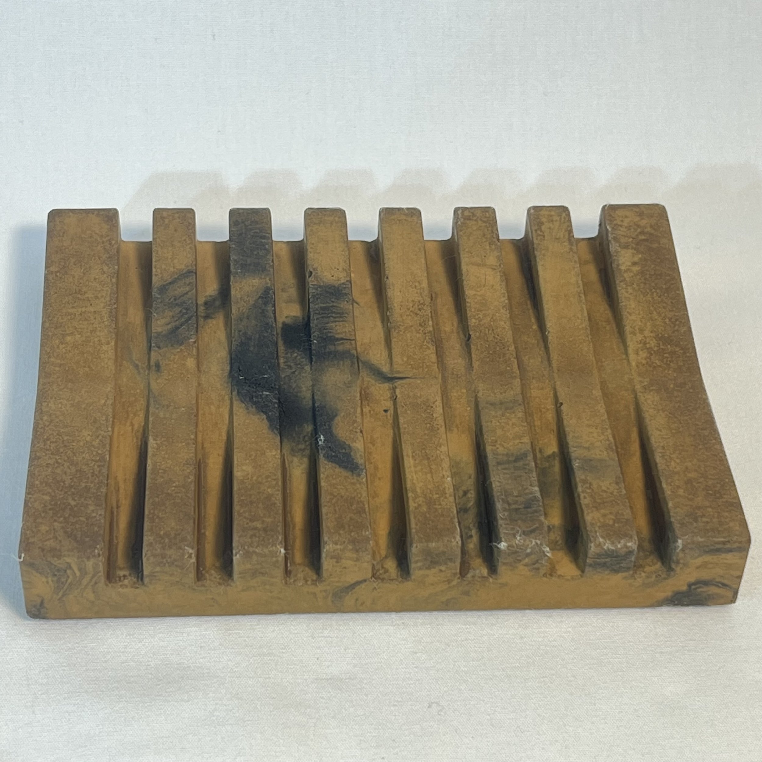 marbled orange concrete ripple soap dish.jpeg