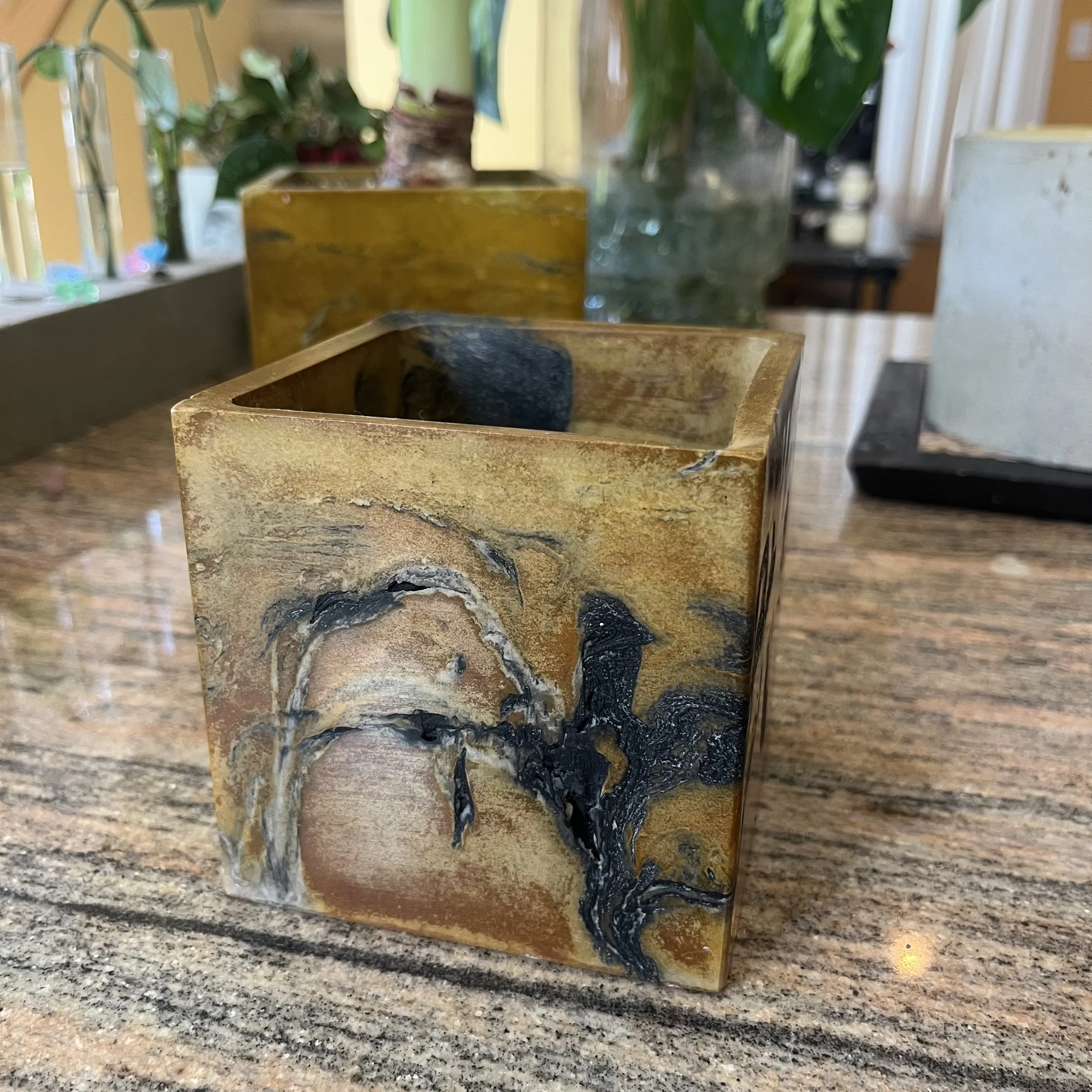 marbled yellow concrete large cube.jpeg