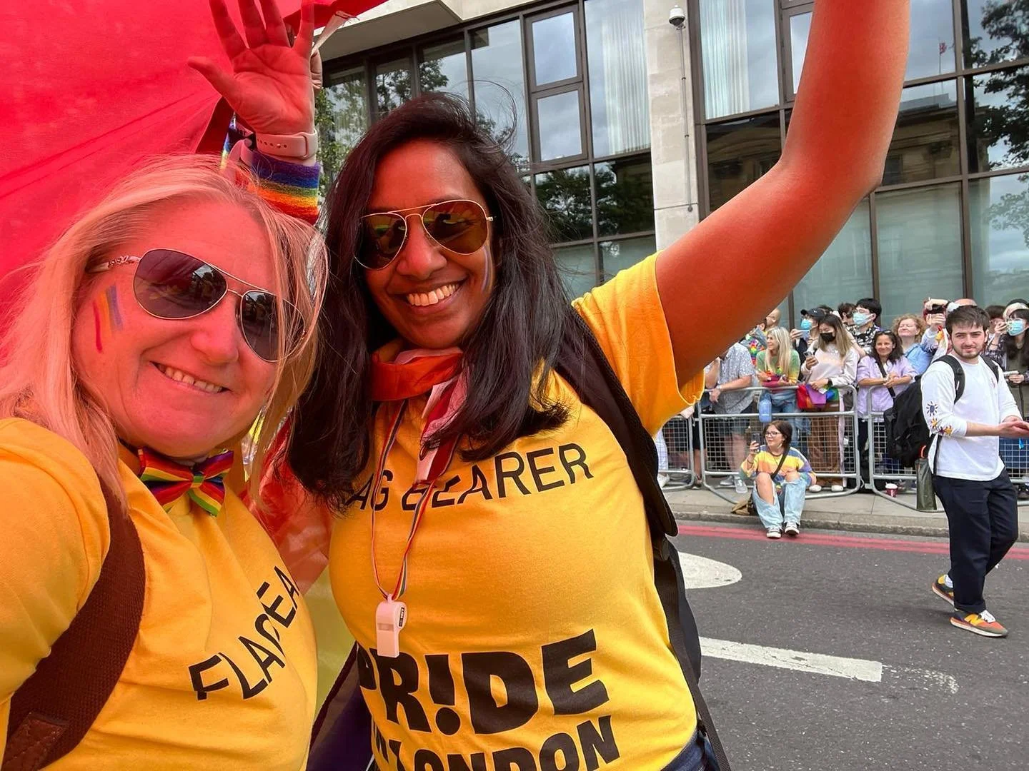 Happy Pride! Such a great day with @kellick1 and always an honour to carry the giant rainbow flag.  Thank you everyone before us that did the work so we can be more visible and feel safe. And let&rsquo;s keep going in making everyday a safe space for