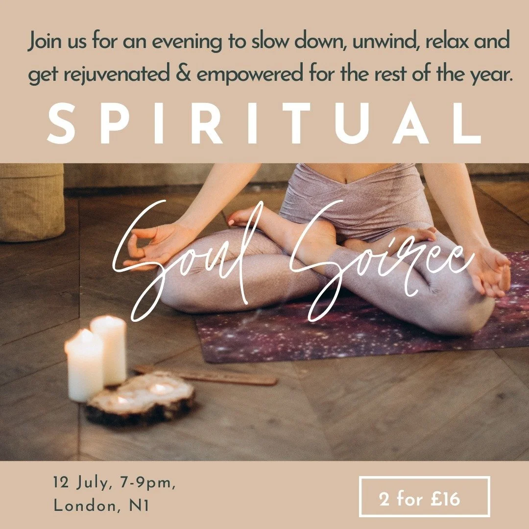 Join us for a SPIRITUAL SOUL SOIR&Eacute;E! ⁠
⁠
⁠
2-hour live event in London, N1. ⁠
⁠
⁠
- Socialise and meet other spiritual, like-minded people 🧲⁠
- Make new friends 👫👭👬⁠
- Celebrate yourself and find a renewed energy and zest for life 🙌⁠
- Ex