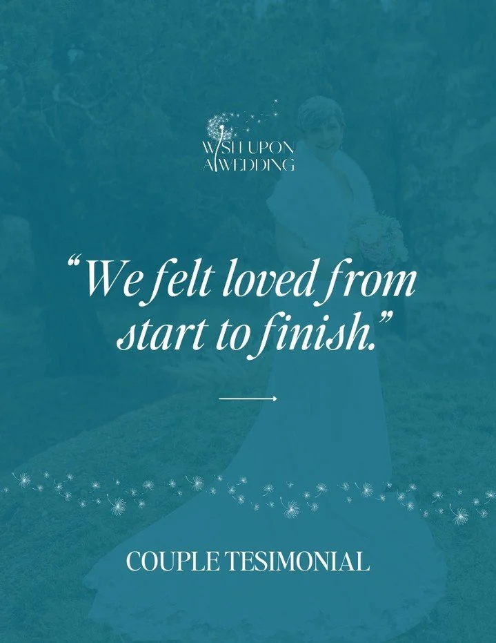"Our experience with Wish Upon a Wedding completely blew us away. From start to finish, we felt loved, appreciated, and cared for. Our special day&hellip; it was better than anything we could have imagined." 
- Rebecca + Jason

Words like t