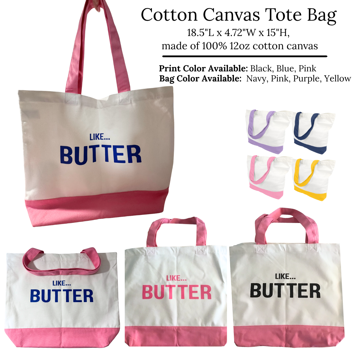 Cotton Canvas Tote Bag 18.5L x 4.72W x 15H, made of 100% 12oz cotton canvas (1).png