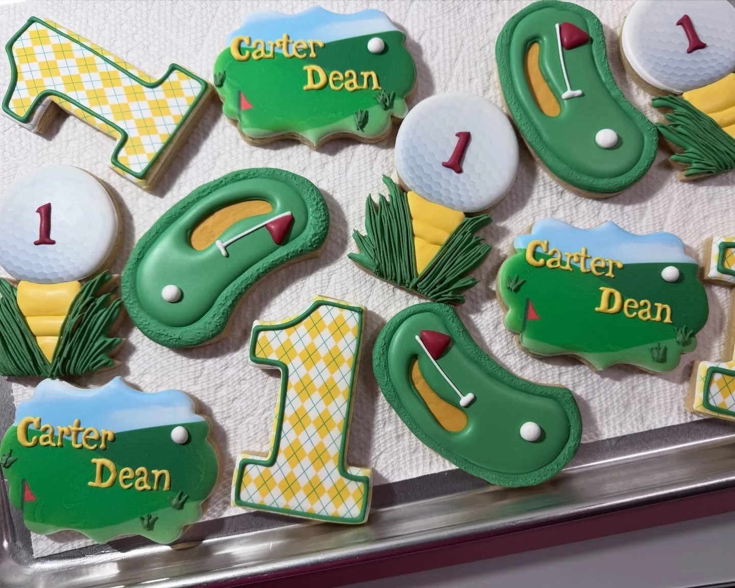 Happiest 1st birthday to this golf loving little guy! 
.
#golfcookies #firstbirthday #customcookies #birthdaycookies #colliercountymoms