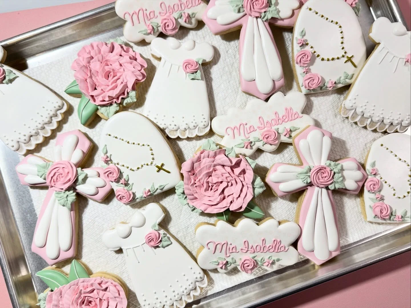 Sweet blessings and beautiful beginnings - 
Celebrating a precious baby girl&rsquo;s christening with the most delicate custom decorated cookies in soft pinks and florals. A day filled with love, faith, and the sweetest little details for a very spec
