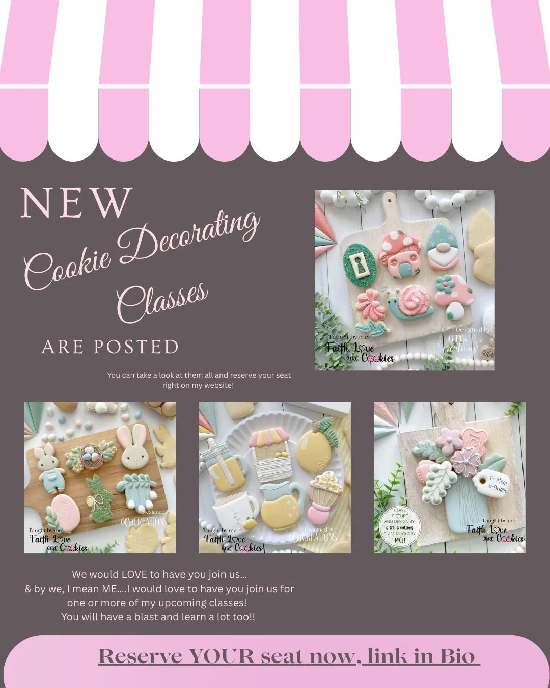 Ready to get creative and have the sweetest time? 
Click the link in my Bio to join us for one of our upcoming cookie decorating classes! 
It&rsquo;s the perfect mix of fun, laughter, and learning a new skill. You won&rsquo;t want to miss it!
Grab yo
