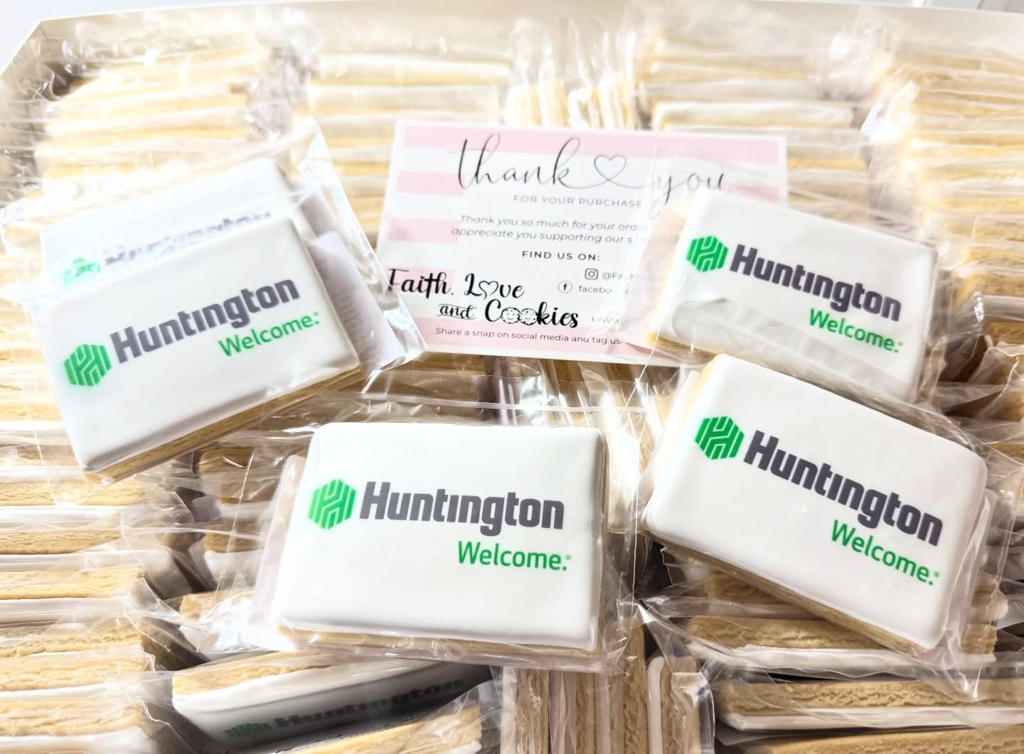 Your logo, but make it delicious! 
- Did you know we can print any logo directly onto your cookies using our edible ink printer?
- Did you know we absolutely LOVE turning your brand into something sweet?
Branded treats never looked (or tasted) so goo