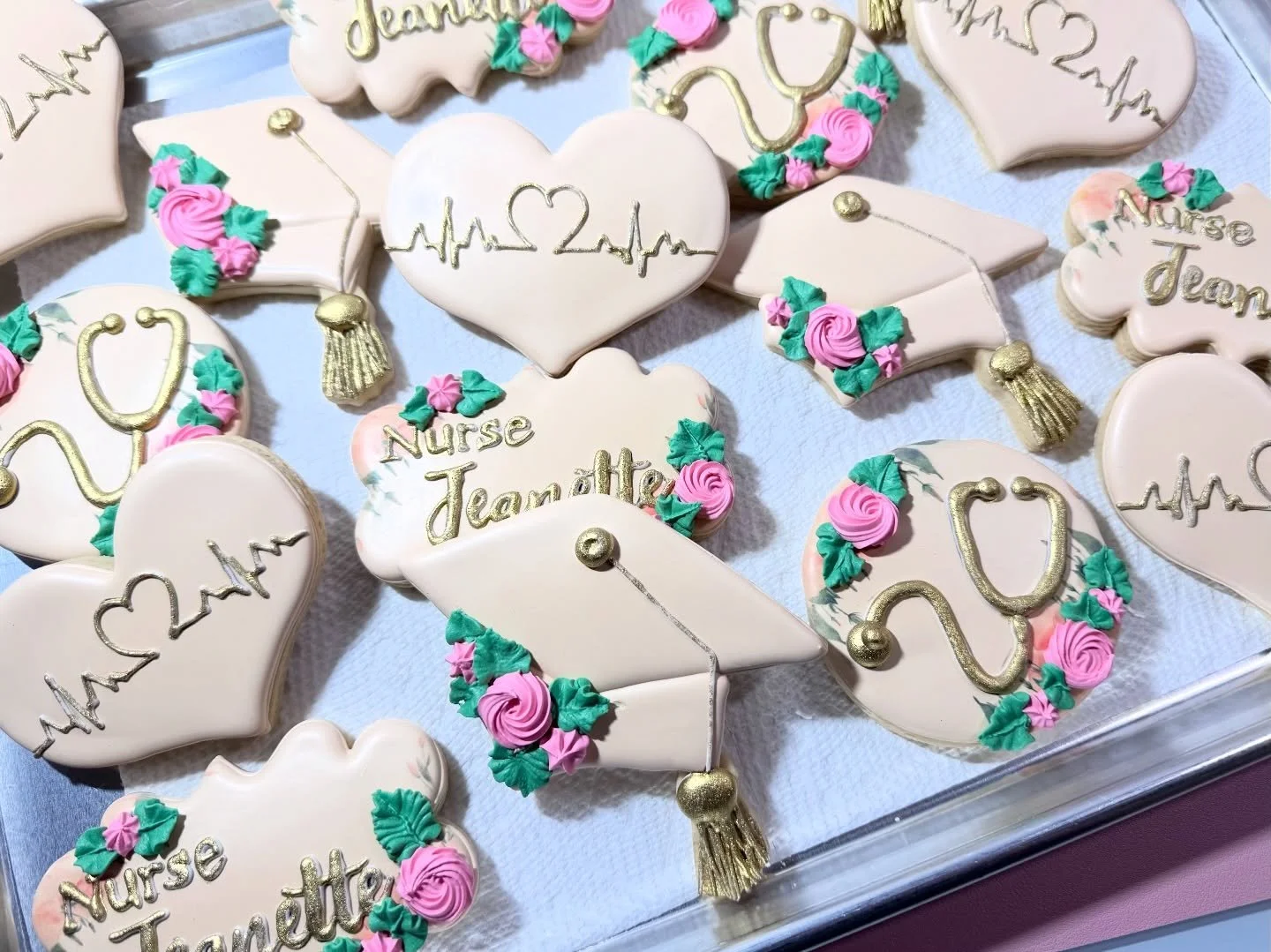 Celebrating a nursing graduate with soft neutral tones and the sweetest touch of pink florals . 
A beautiful way to honor all the hard work, long nights, and big dreams.
Here&rsquo;s to new beginnings in scrubs and making a difference every single da