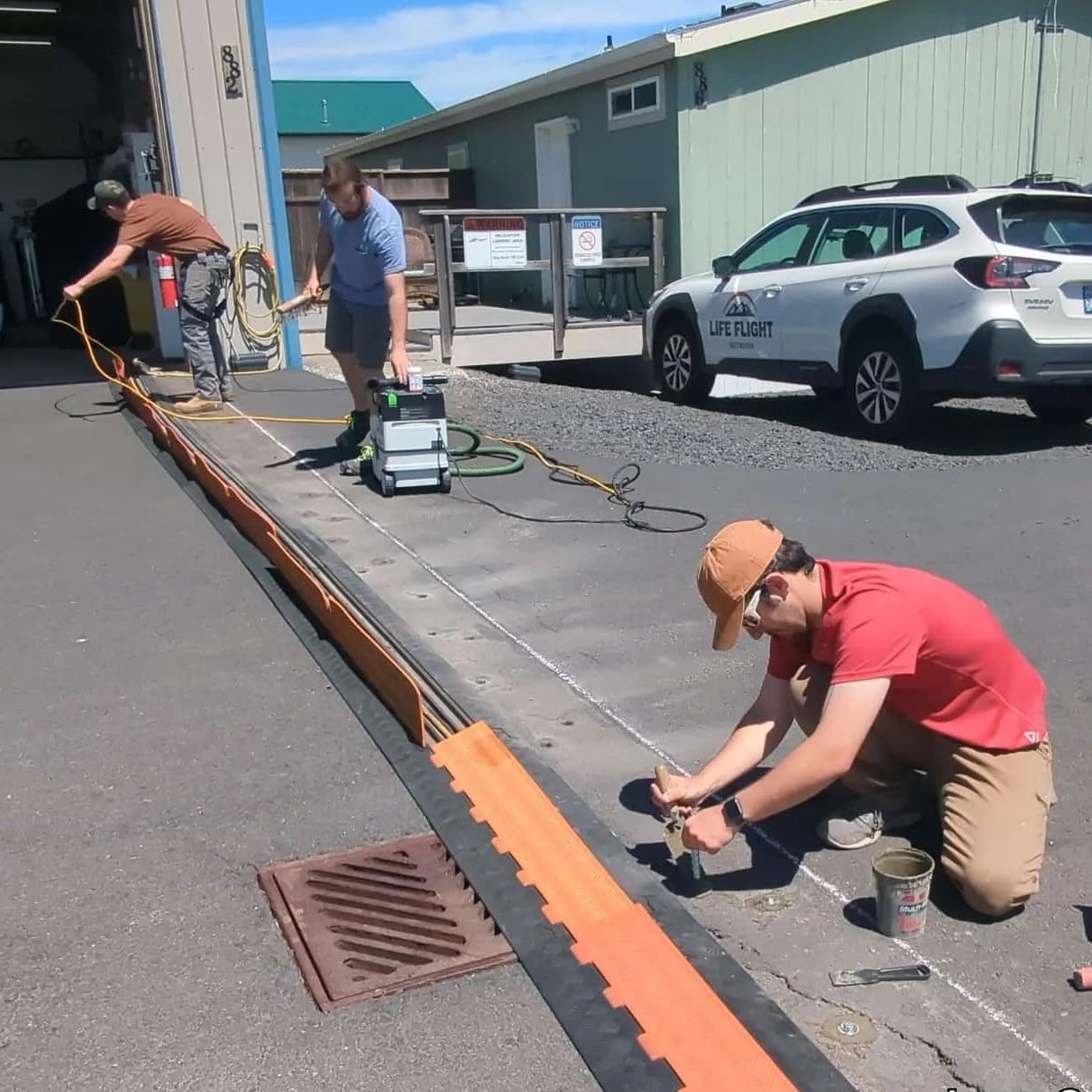 crew installing cable protection