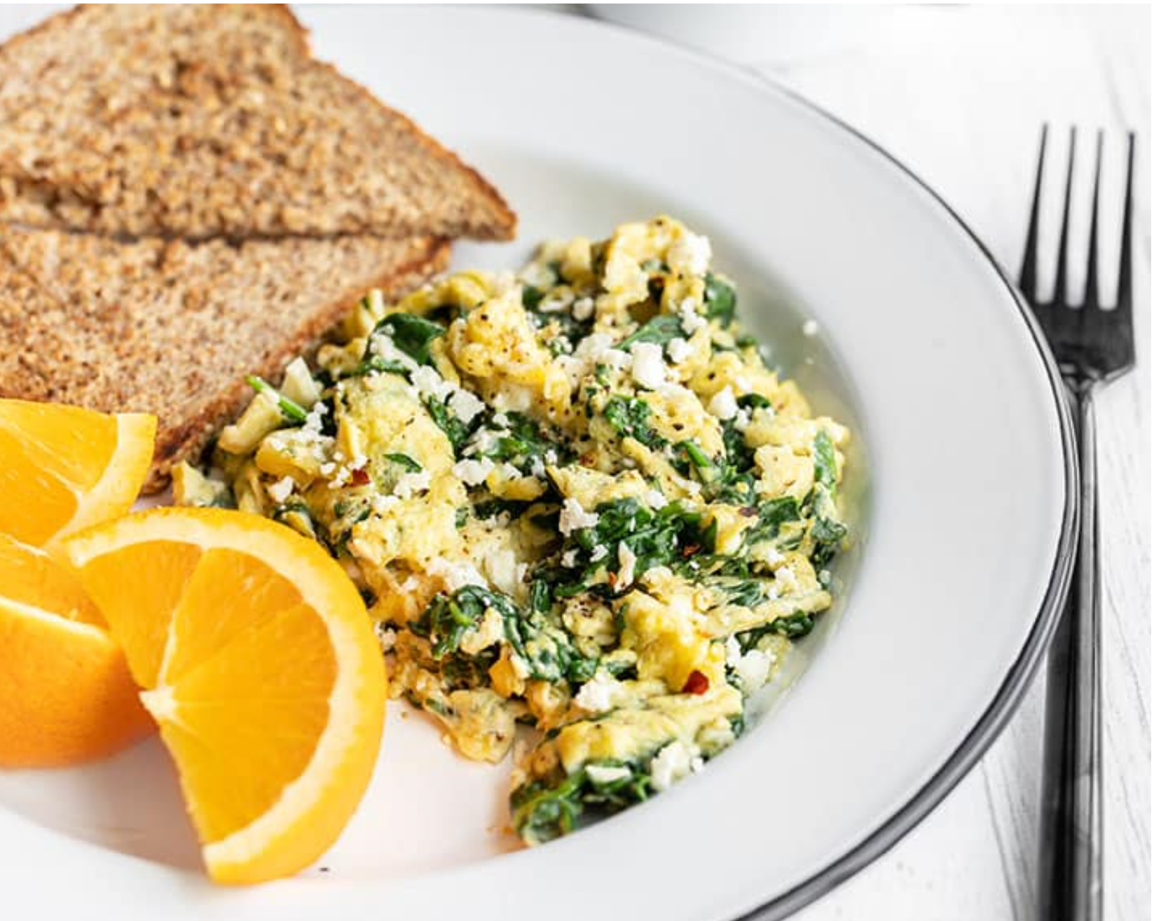 Scrambled Eggs with Spinach and Feta