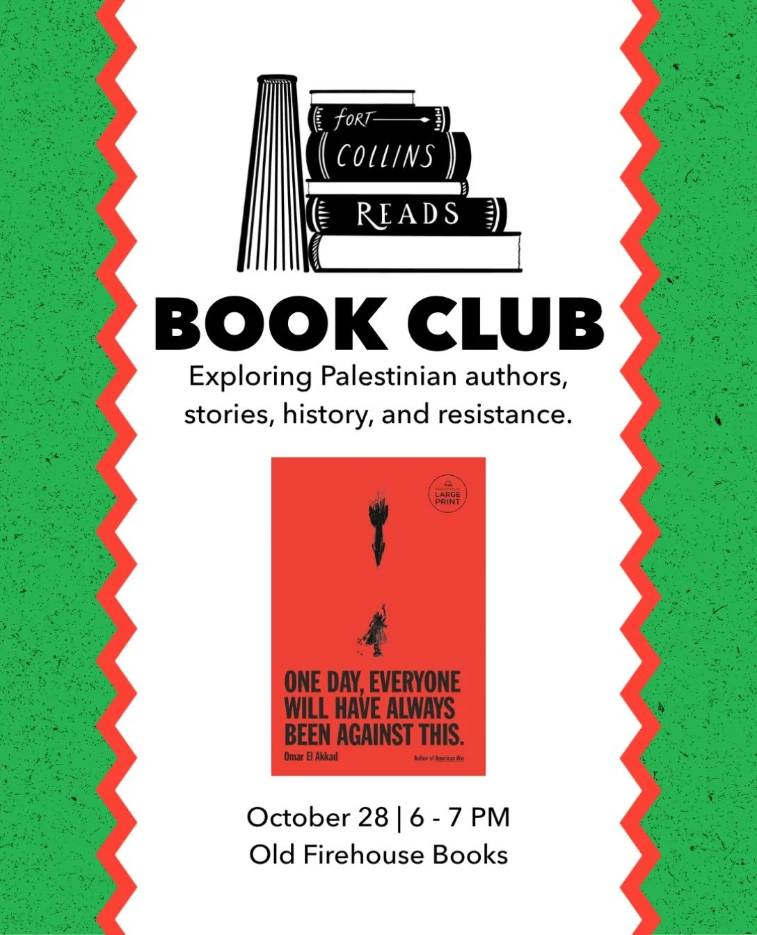 Our last in-person book club meeting is next week! Join members of our committee to discuss our 2026 read, &ldquo;One Day, Everyone Will Have Always Been Against This&rdquo;. We are meeting next Wednesday, October 28, at 6 PM inside @oldfirehousebook