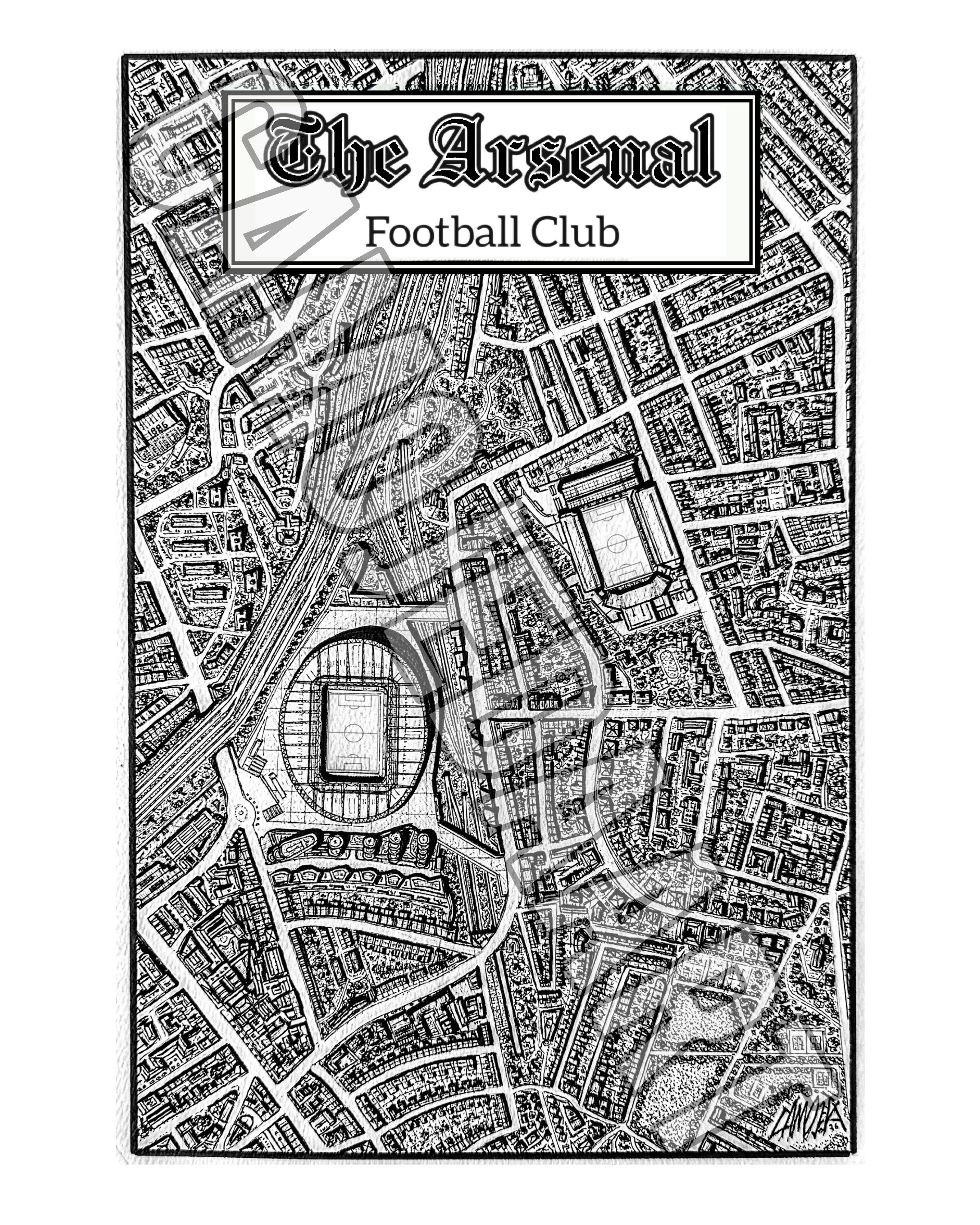 Arsenal Map (Black and White)